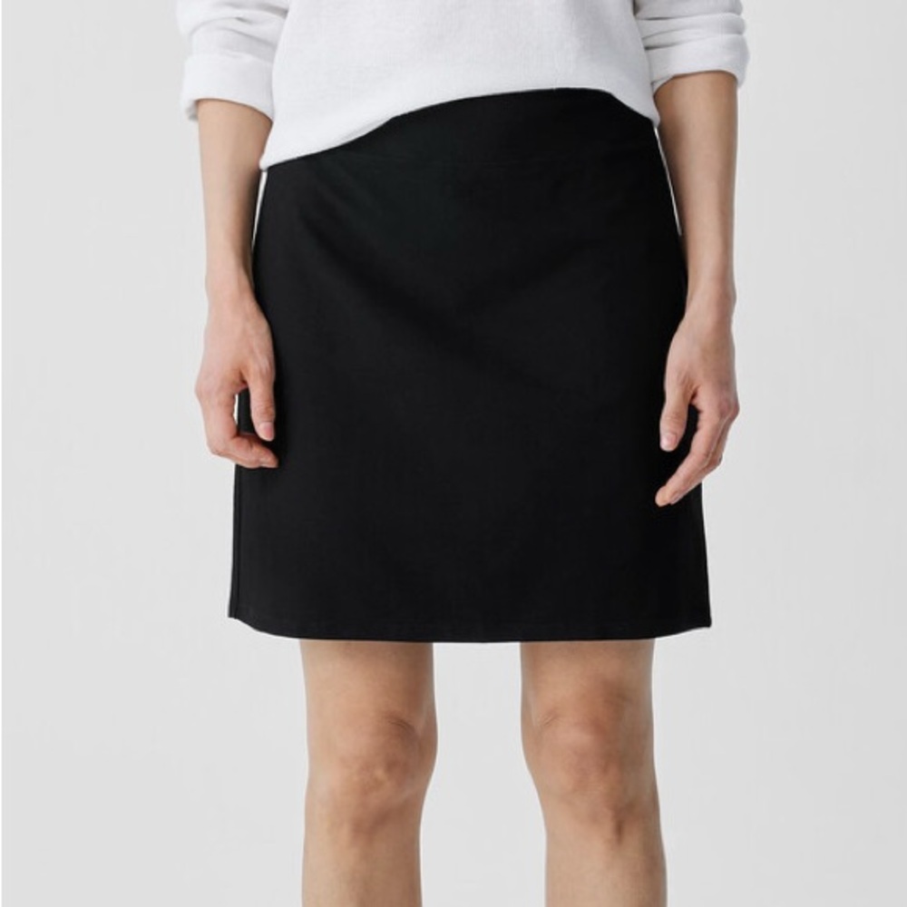 Eileen Fisher Washable Stretch Crepe Dark Grey Casual Mini Skirt EUC Size XS
